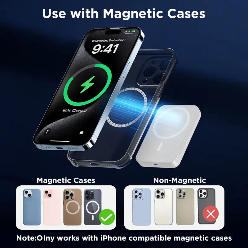 XMWUS 5000Mah Magnetic Portable Powerbank - Magsafe Case Compatible Compact Travel Charger, Wireless Charging for Iphone 12-18 Series, Cool Gift for Him (Teen Boy, Men, Adults), Gifts for Him,Techvibes