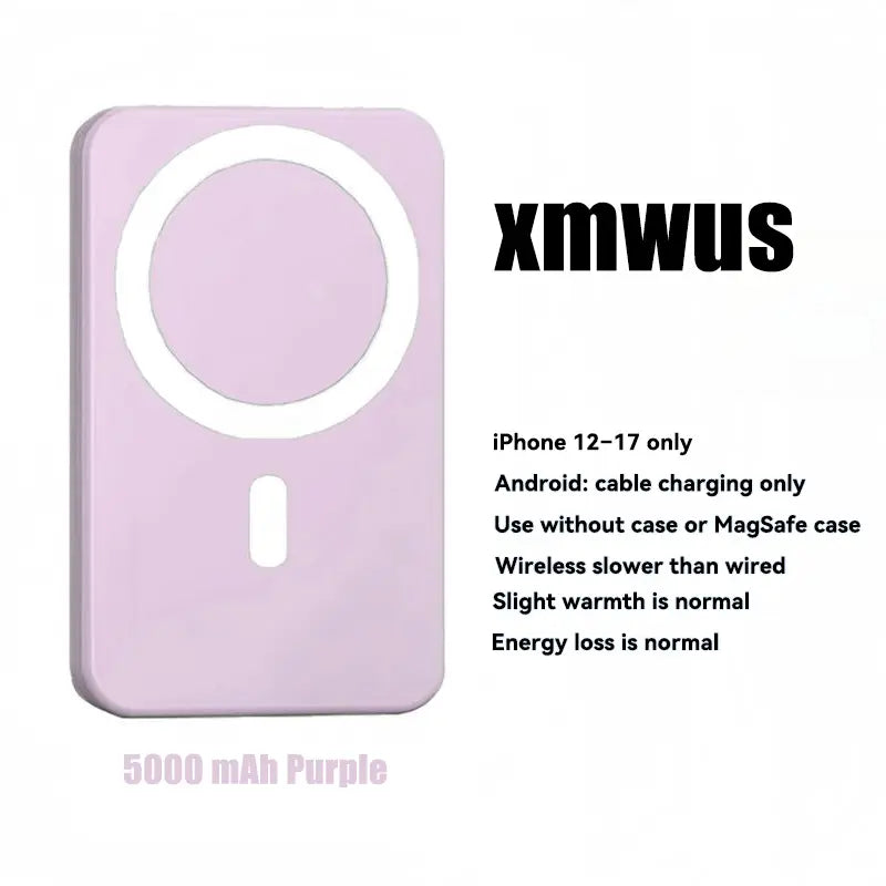 XMWUS 5000Mah Magnetic Portable Powerbank - Magsafe Case Compatible Compact Travel Charger, Wireless Charging for Iphone 12-18 Series, Cool Gift for Him (Teen Boy, Men, Adults), Gifts for Him,Techvibes